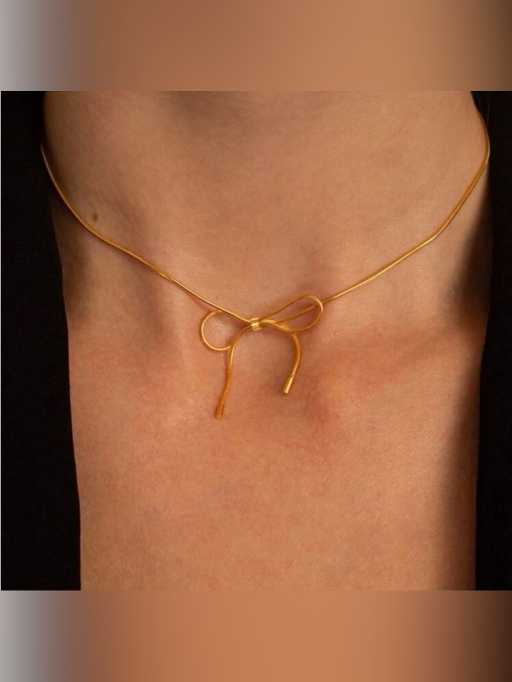 Gold Plated Stainless Steel Bow Knot Pendant Necklace